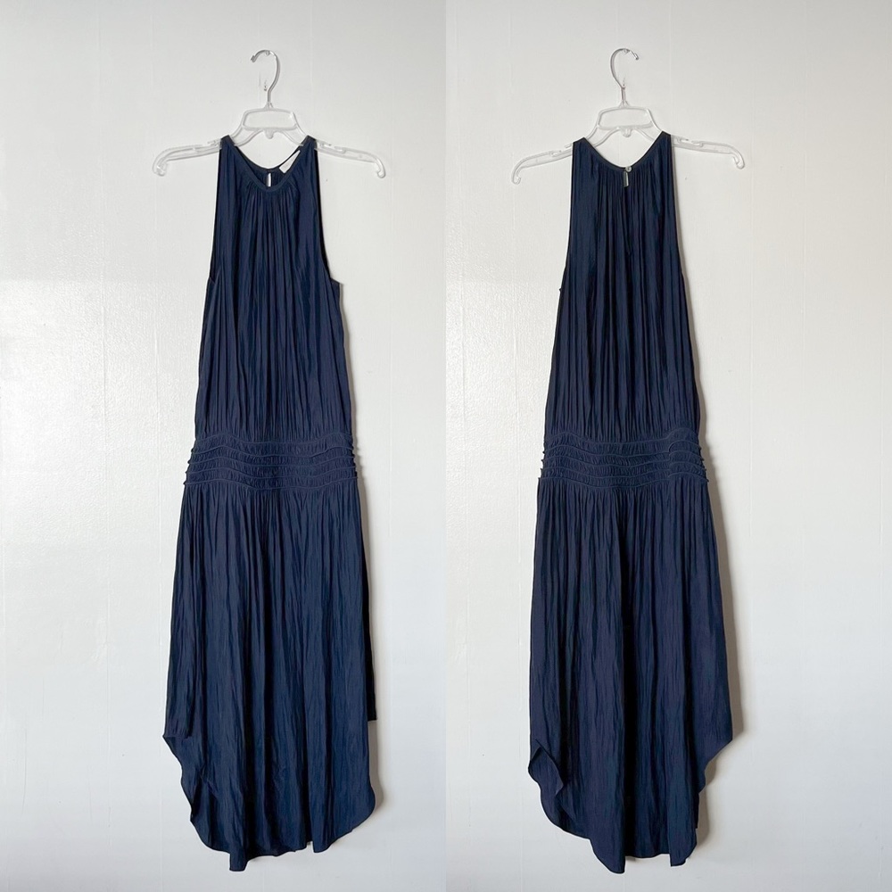 Ramy Brook Audrey Smocked Midi Dress in Navy - Picture 3 of 10